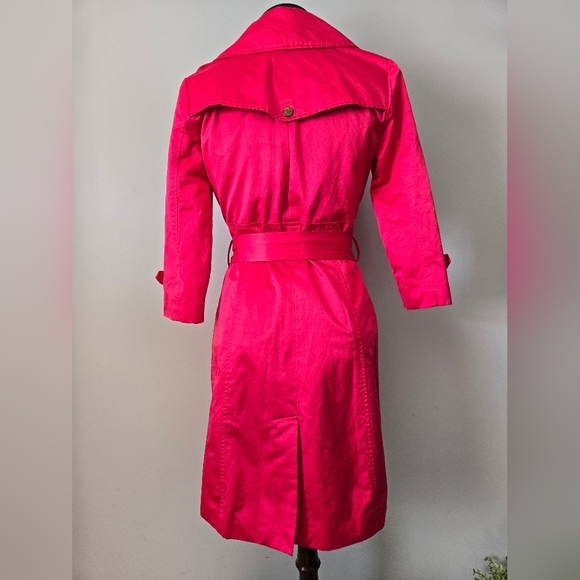 MARCIANO Hot Pink Belted Trench Coat With a Satin Feel. Size Small - Picture 7 of 16